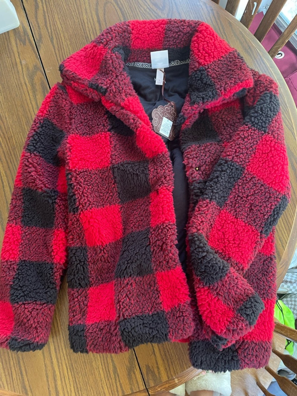 Womens NTW Red and Black Buffalo Plaid Sherpa Jacket